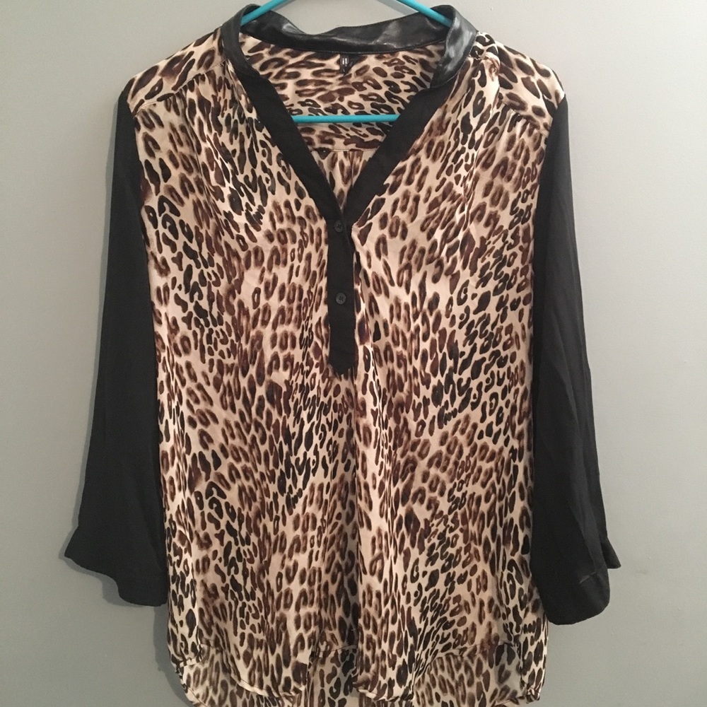 Maurice’s Buttoned Down Leopard Pattern Blouse